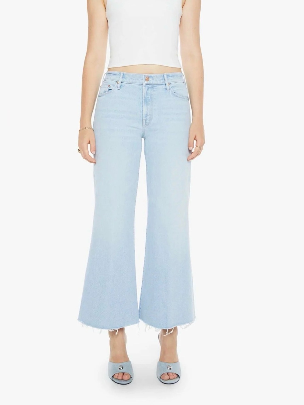 MOTHER The Twister Mid-Rise Ankle Fray Jeans Cowabunga Wash Wide Leg Size 29 NEW